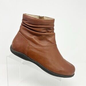 SoftWalk Hanover Womens Ankle Booties Cognac Brown Slouch Side Zip Size 9 WW